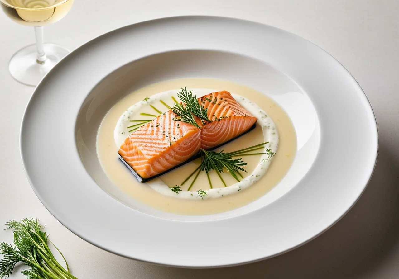Salmon in Vegetable White Wine Broth