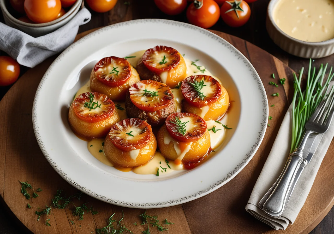 Tomato, Ground Meat and Cheese Gratin