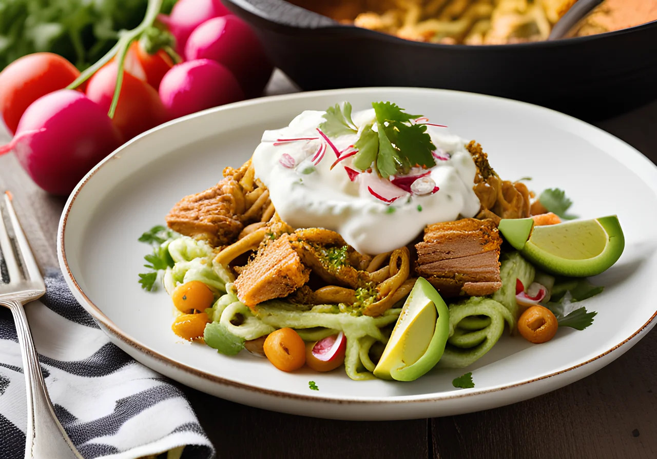 Lentil Noodle Chicken Casserole with Avocado Salsa