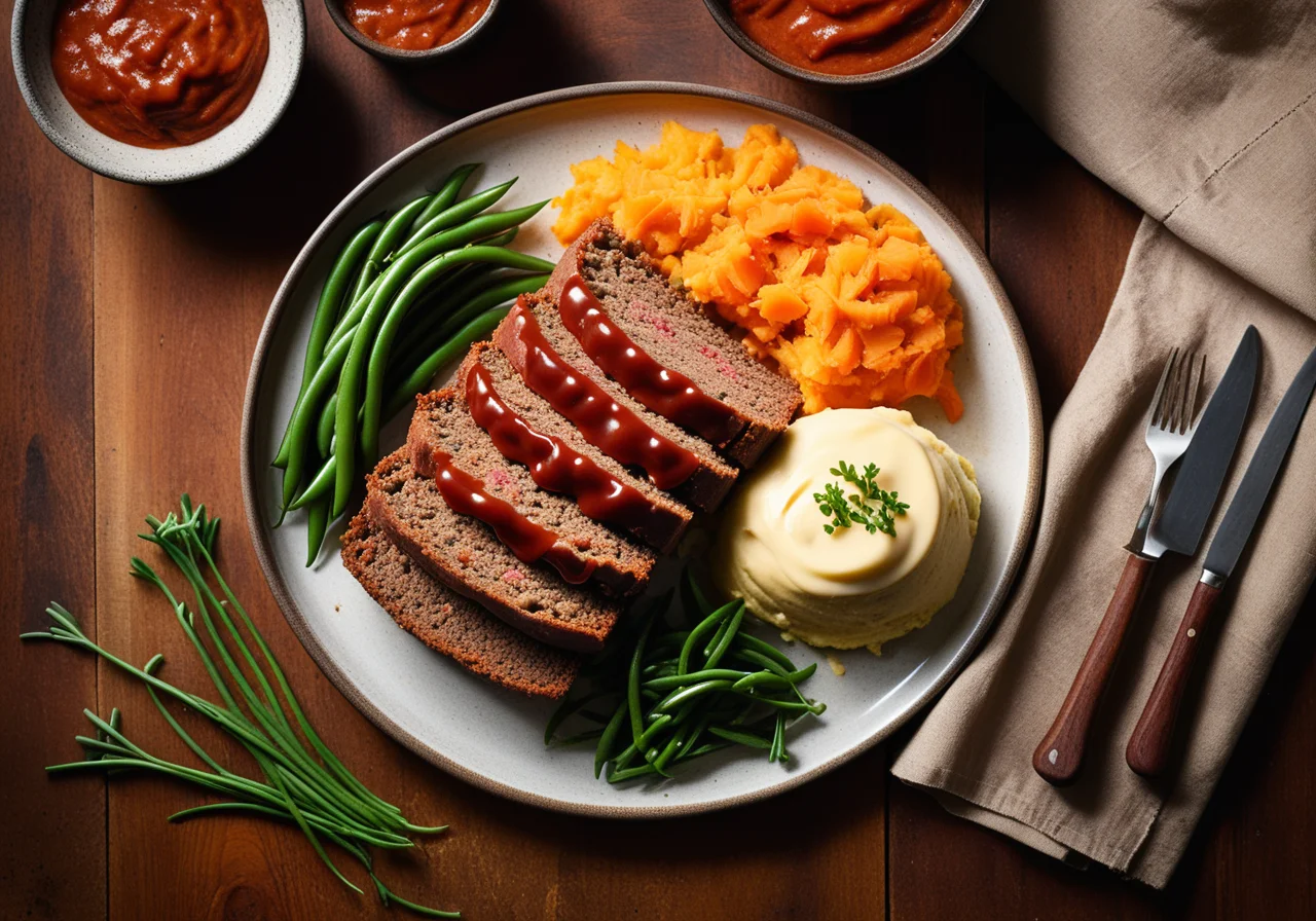 Ground Meat Loaf with Vegetables and Mash