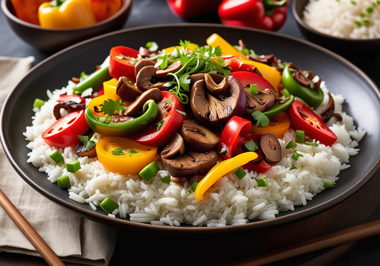 Stir‑fry Vegetables with Turkey Breast and Rice