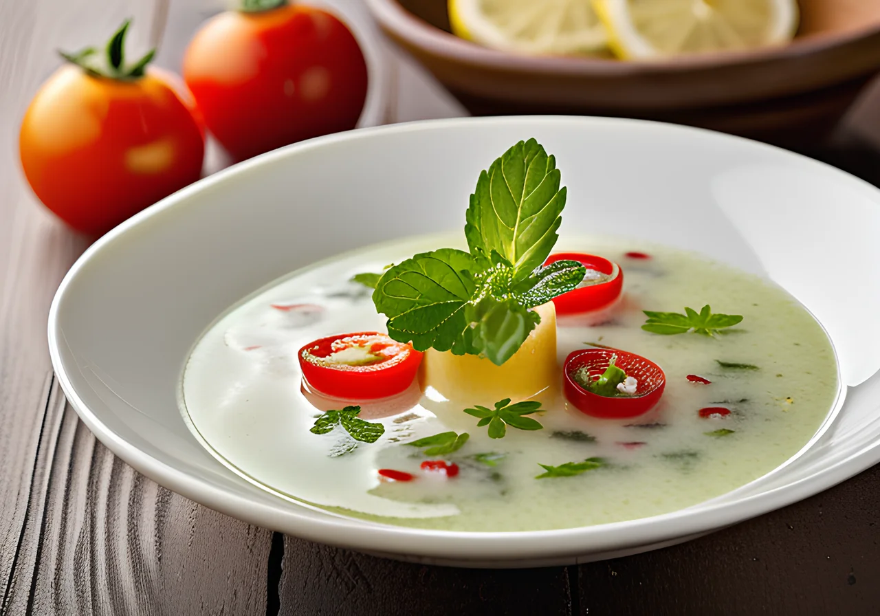 Cold Cucumber Soup with Cod