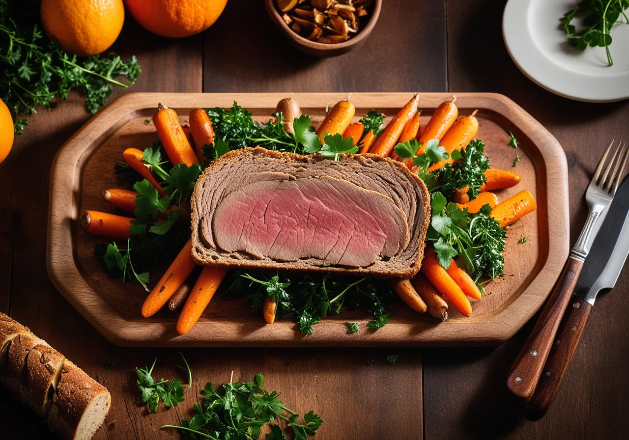 Veal Roast with Watercress Crust and Carrots
