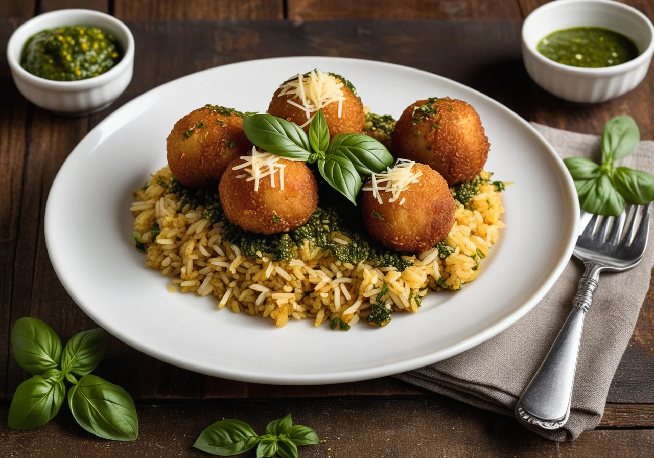 Fried Rice Balls with Poultry Filling