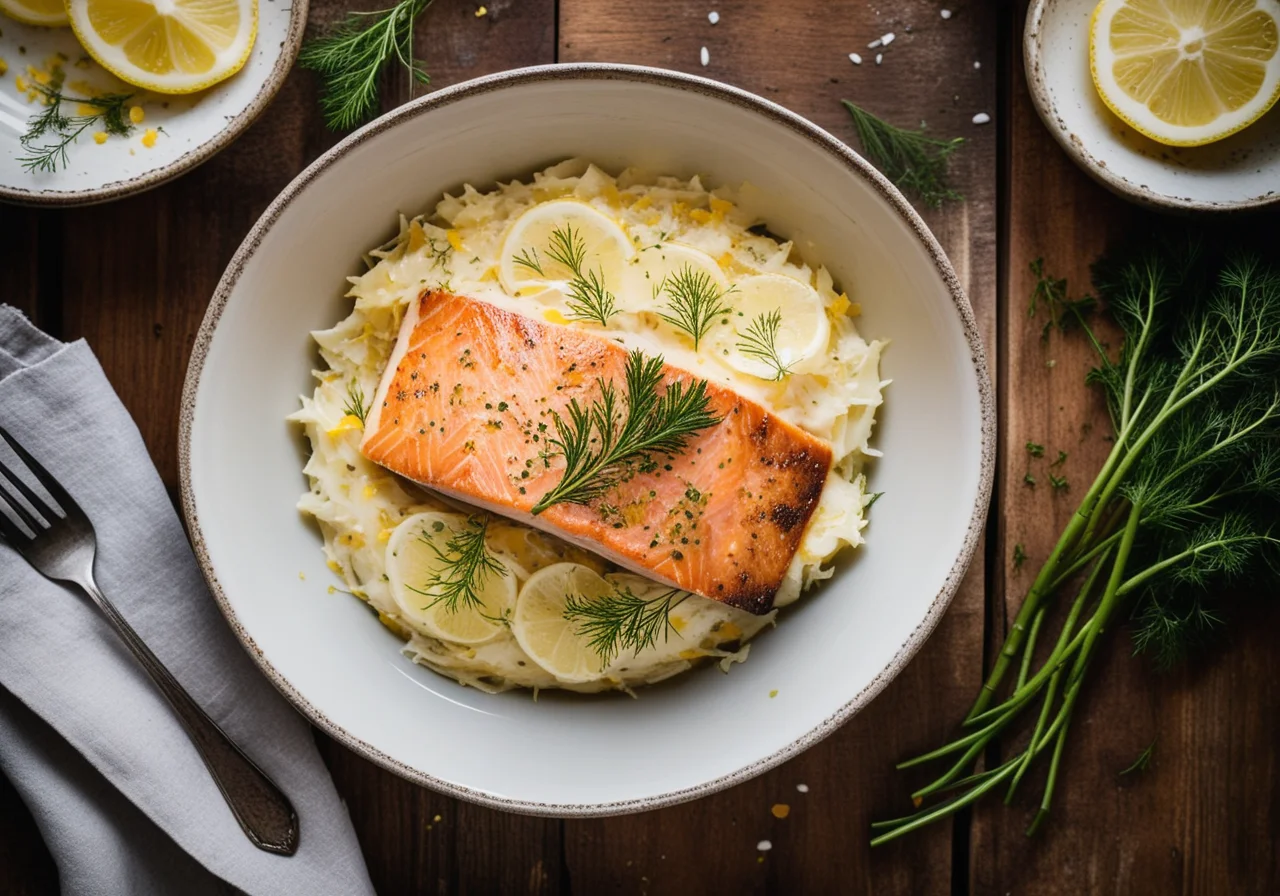 Sauerkraut Salmon Gratin