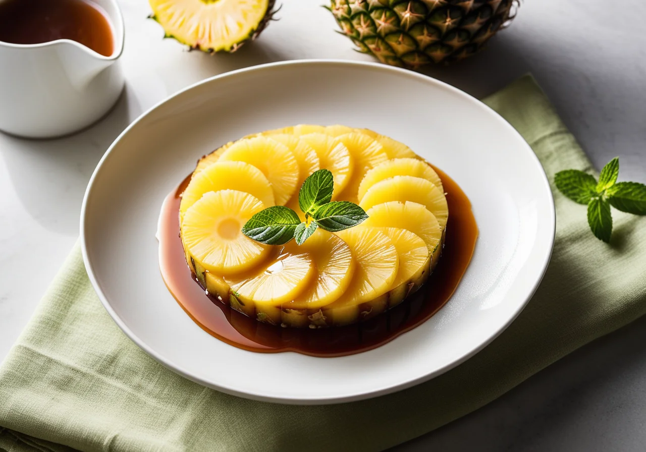 Pineapple with Caramel Sauce