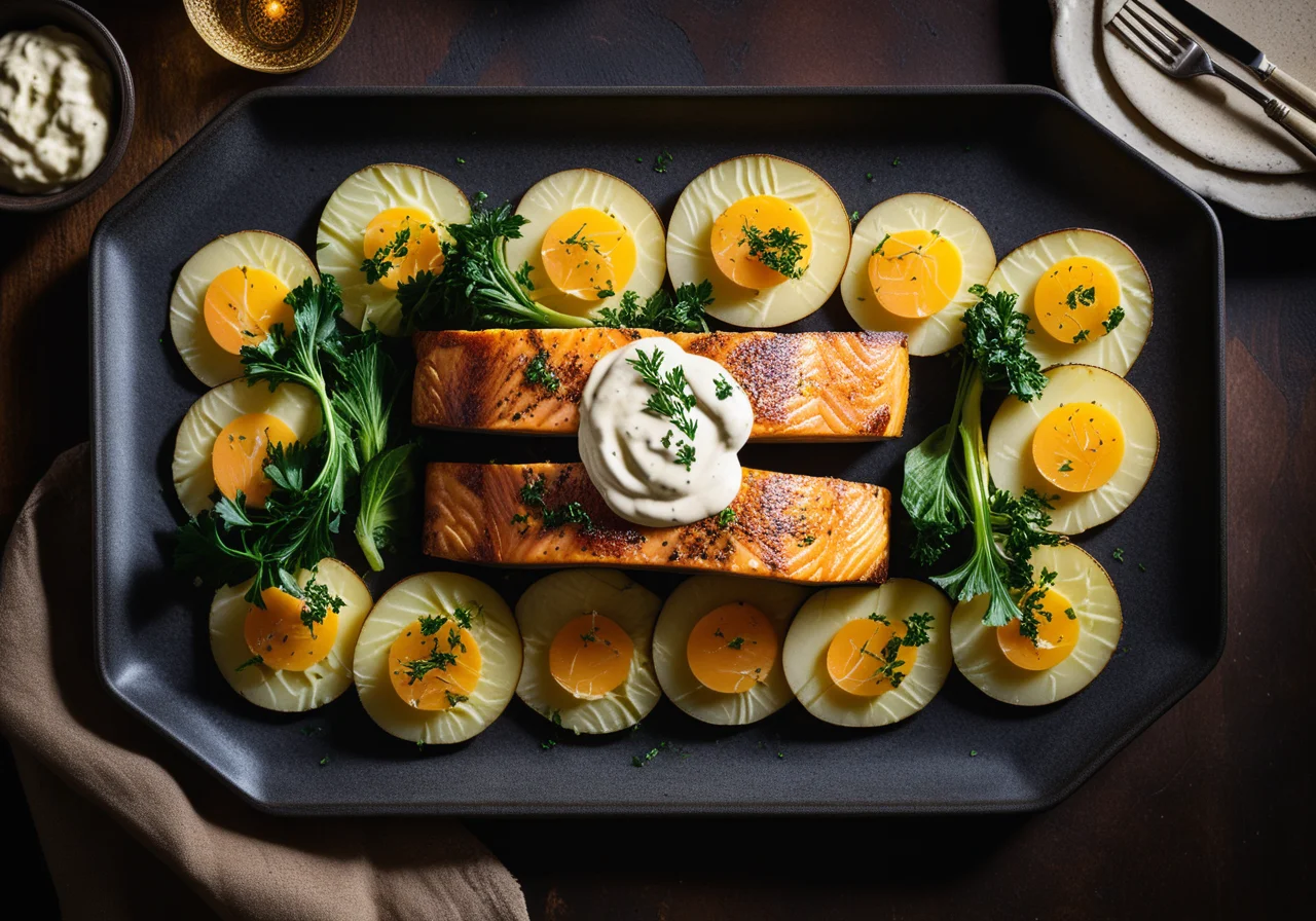 Salmon Trout with Potatoes on Sauerkraut