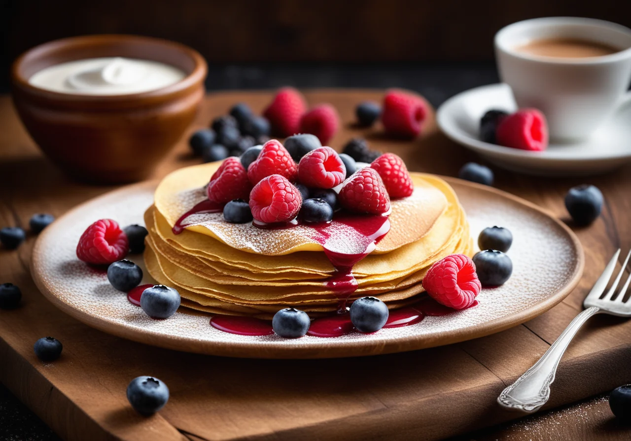 Thin Crepes with Yogurt Filling