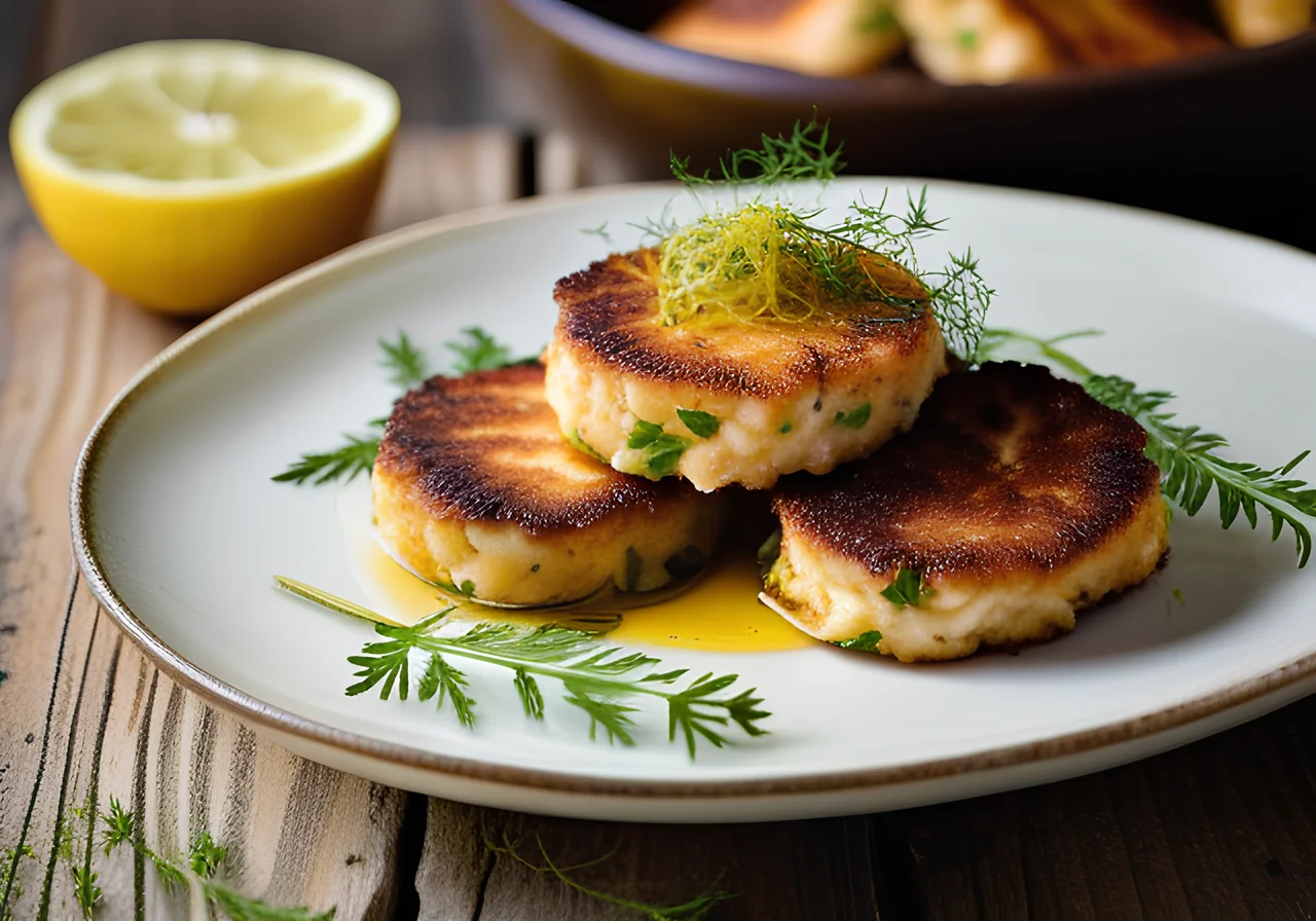 Fish Patties on Fennel Salad