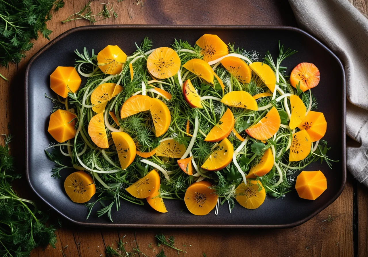 Dandelion Fennel Salad with Papaya