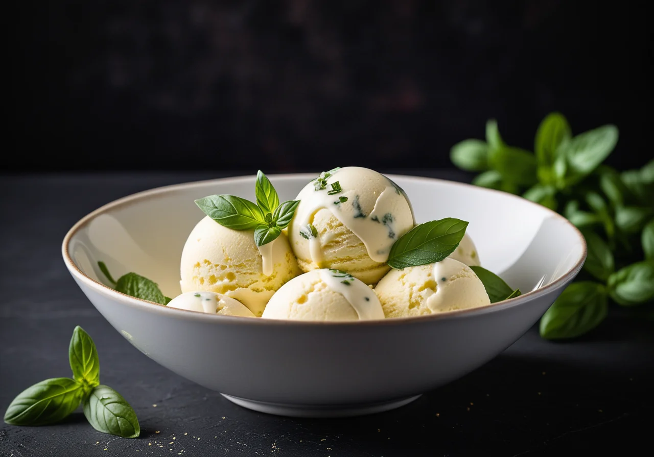 Mascarpone Ice Cream with Basil