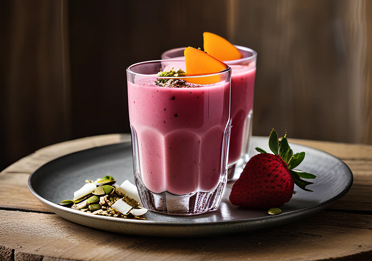 Pink Berry-Coconut Drink with Silken Tofu