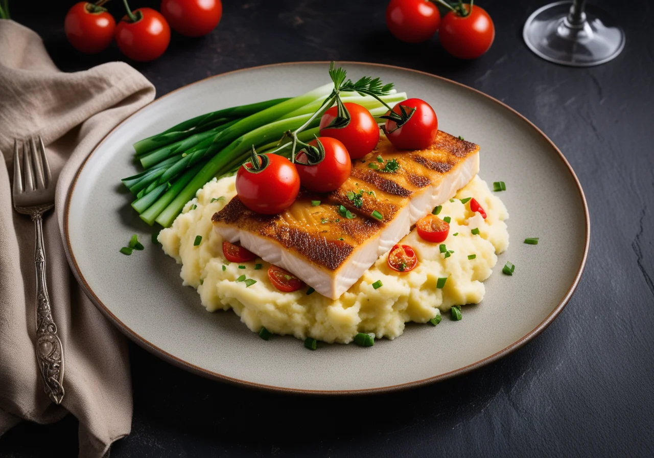 Fish Fillet with Mashed Potatoes and Vegetables