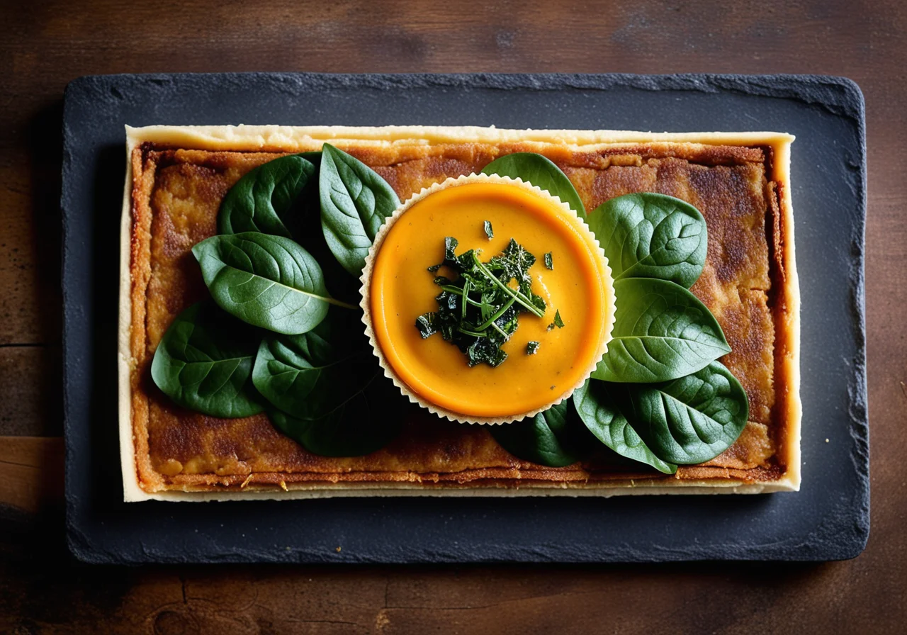 Carrot Flan in Spinach Wrap