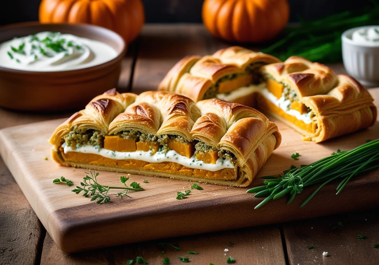 Pumpkin-Feta Strudel with Herb Quark