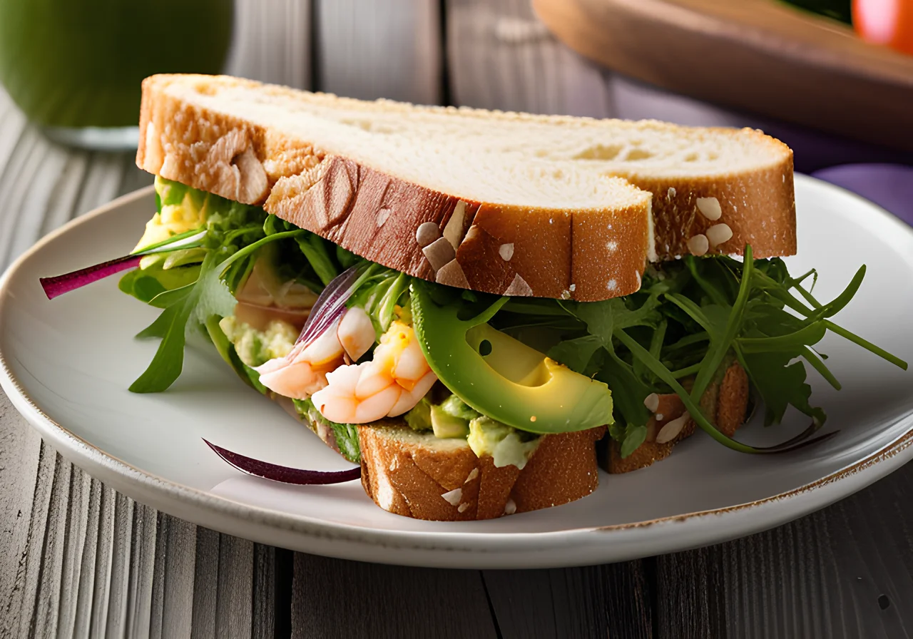 Egg and Avocado Sandwich with Crab Salad