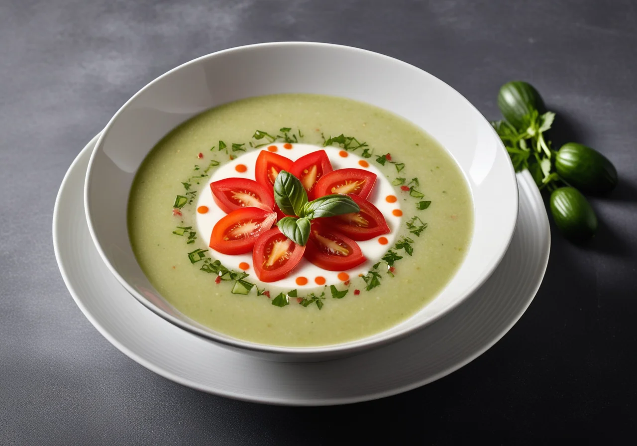 Gazpacho with Vegetable Garnish
