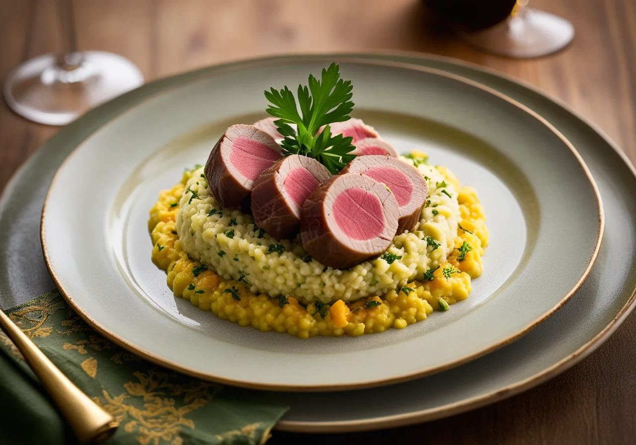 Veal Roulades with Saffron Risotto