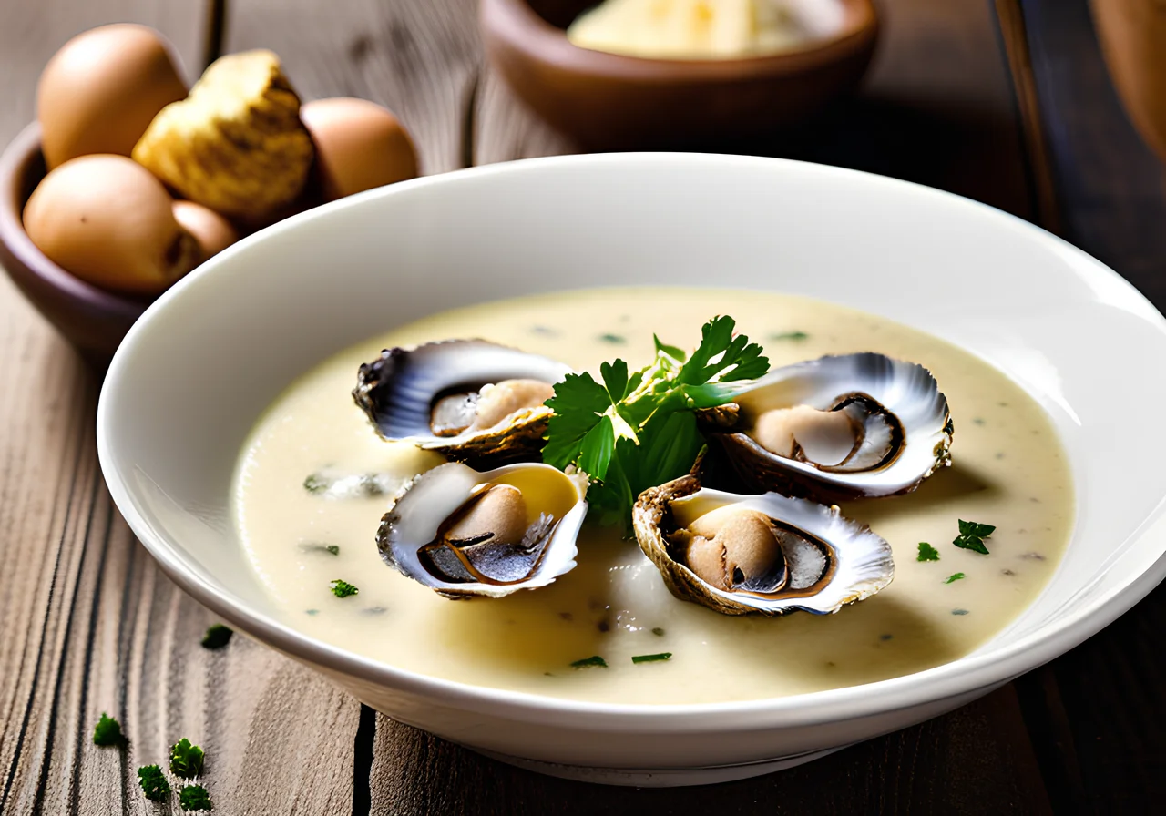 Potato Cream Soup with Oysters