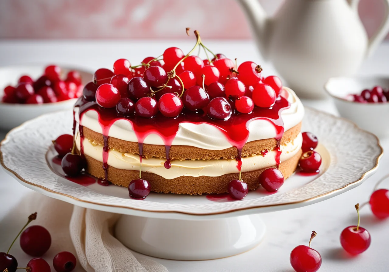 Mascarpone Meringue Cake with Red Currants
