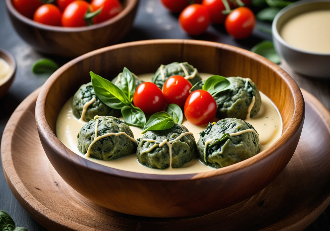 Spinach Dumplings with Creamy Sauce