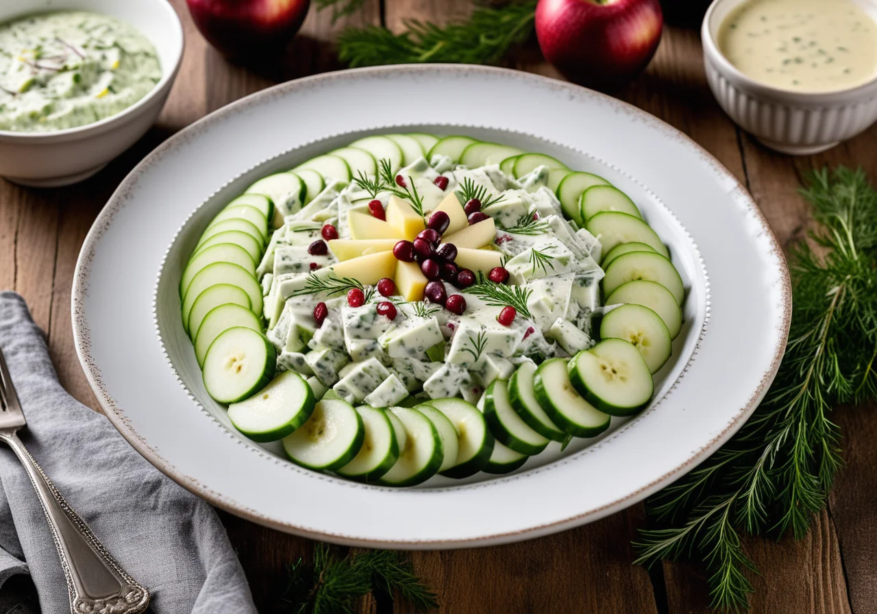 Christmas Herring Salad with Apple and Cucumbers