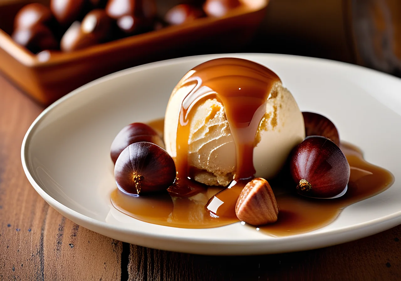 Caramel Ice Cream with Glazed Chestnuts