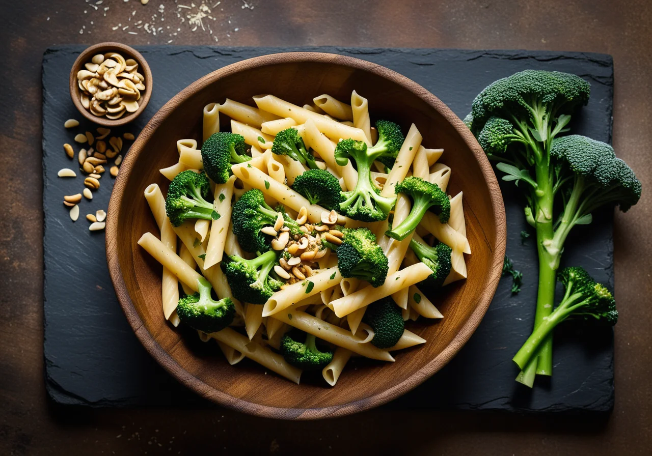 Pasta with Broccoli, Cheese and Pine Nuts