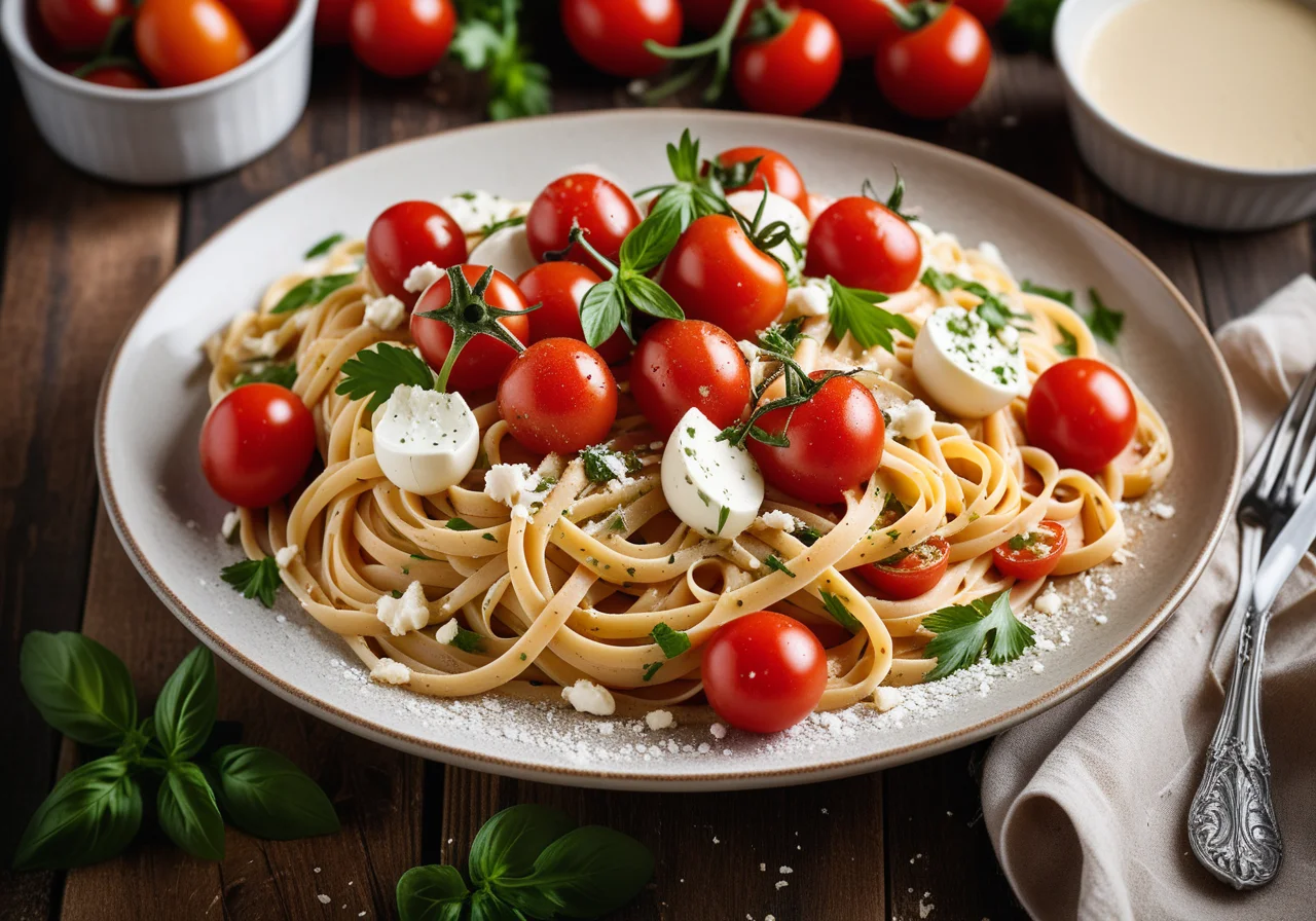 Linguine with Mozzarella and Tomatoes