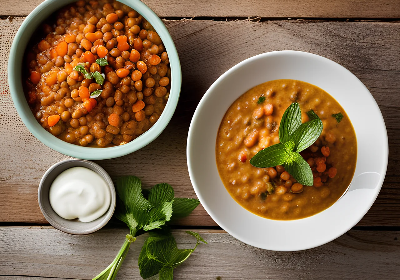 Lentil Dal with Mint Yogurt