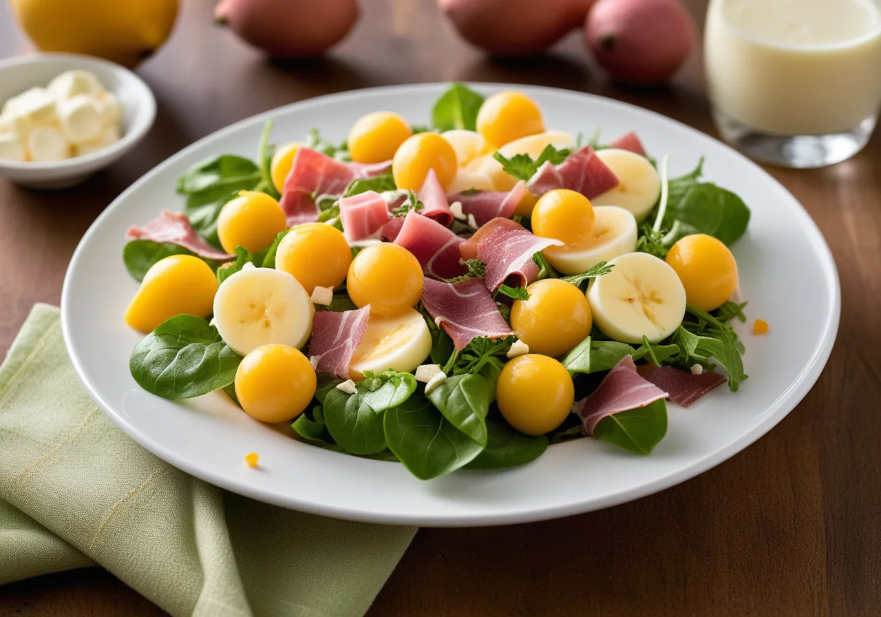 Colorful Salad with Mango and Ham