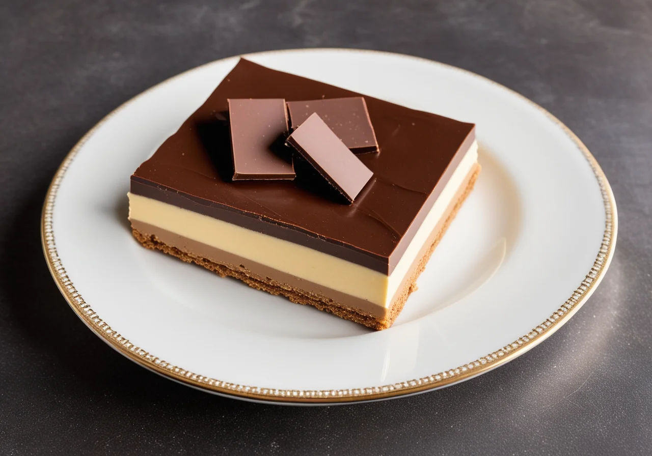 Chocolate Slices in Cookies with Vanilla Cream