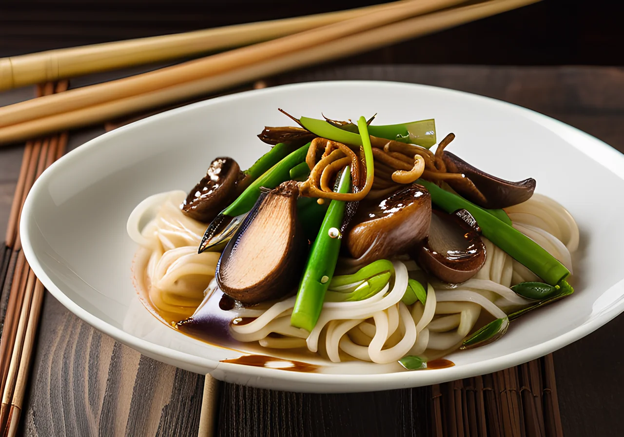 Noodles with Ground Pork and Vegetables in Chinese Style