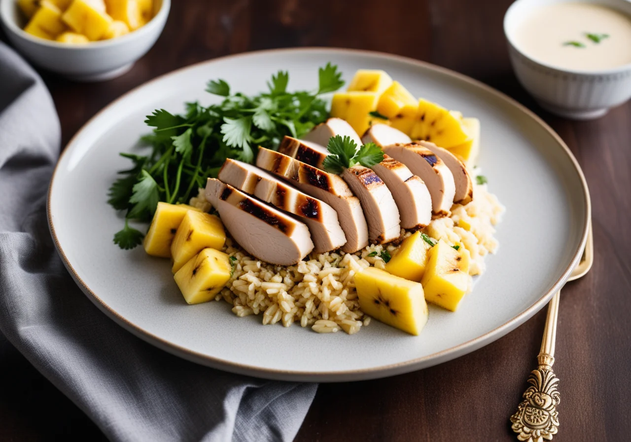 Rice with Chicken and Yogurt Sauce