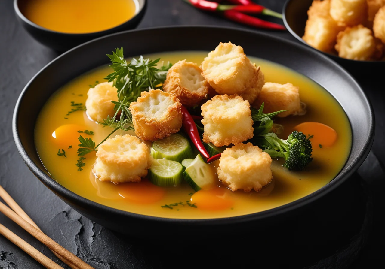 Fish Fondue with Vegetable Tempura