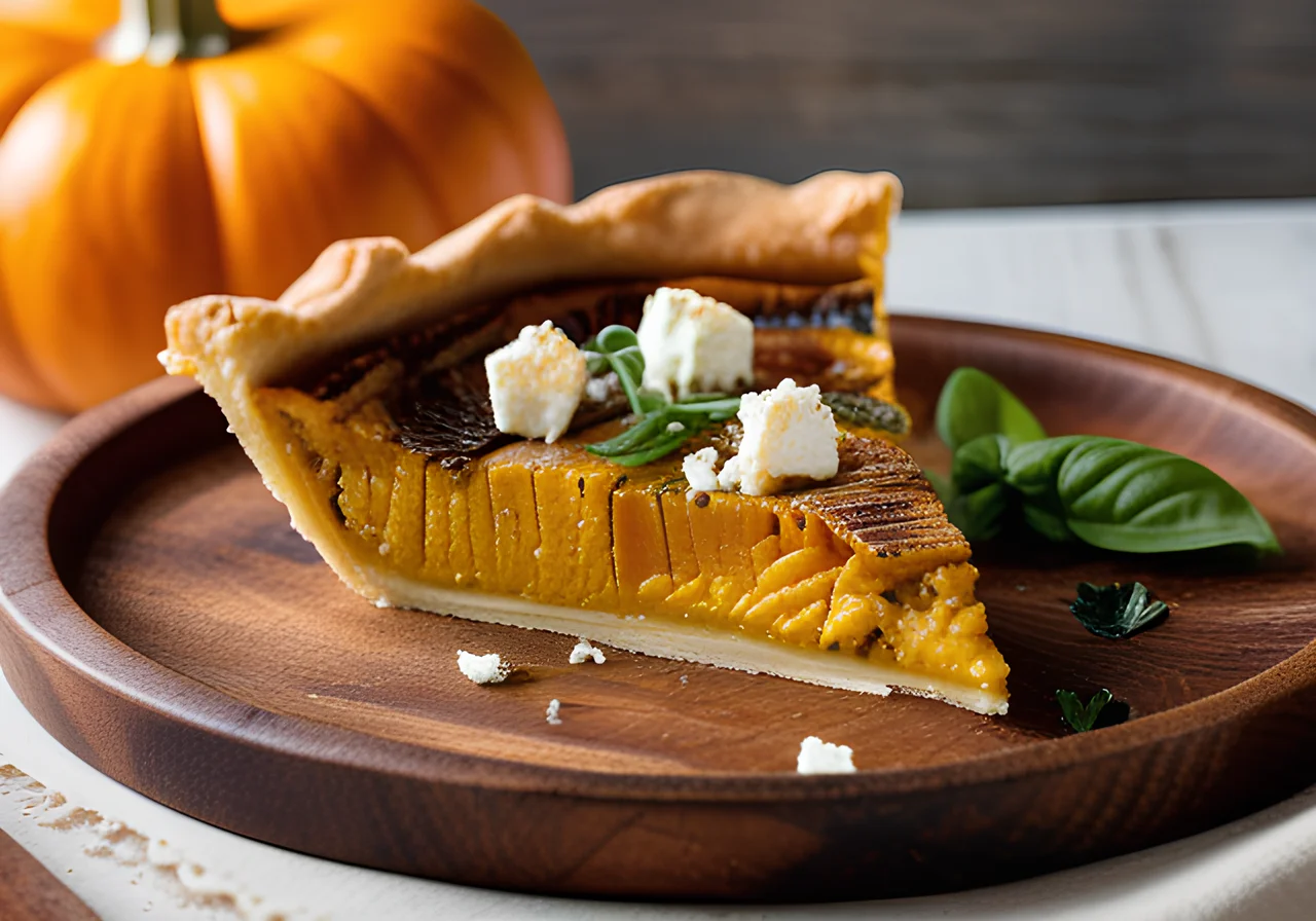 Pumpkin Quiche with Feta and Onions