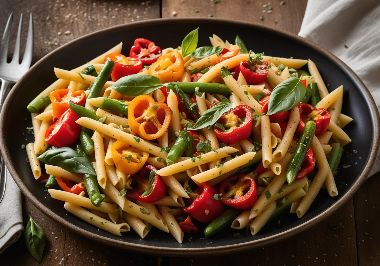 Pasta with Roasted Vegetables and Balsamic