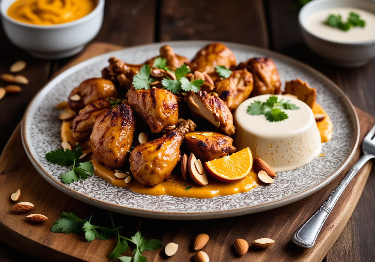 Chicken with Almond Flakes in Indian Style