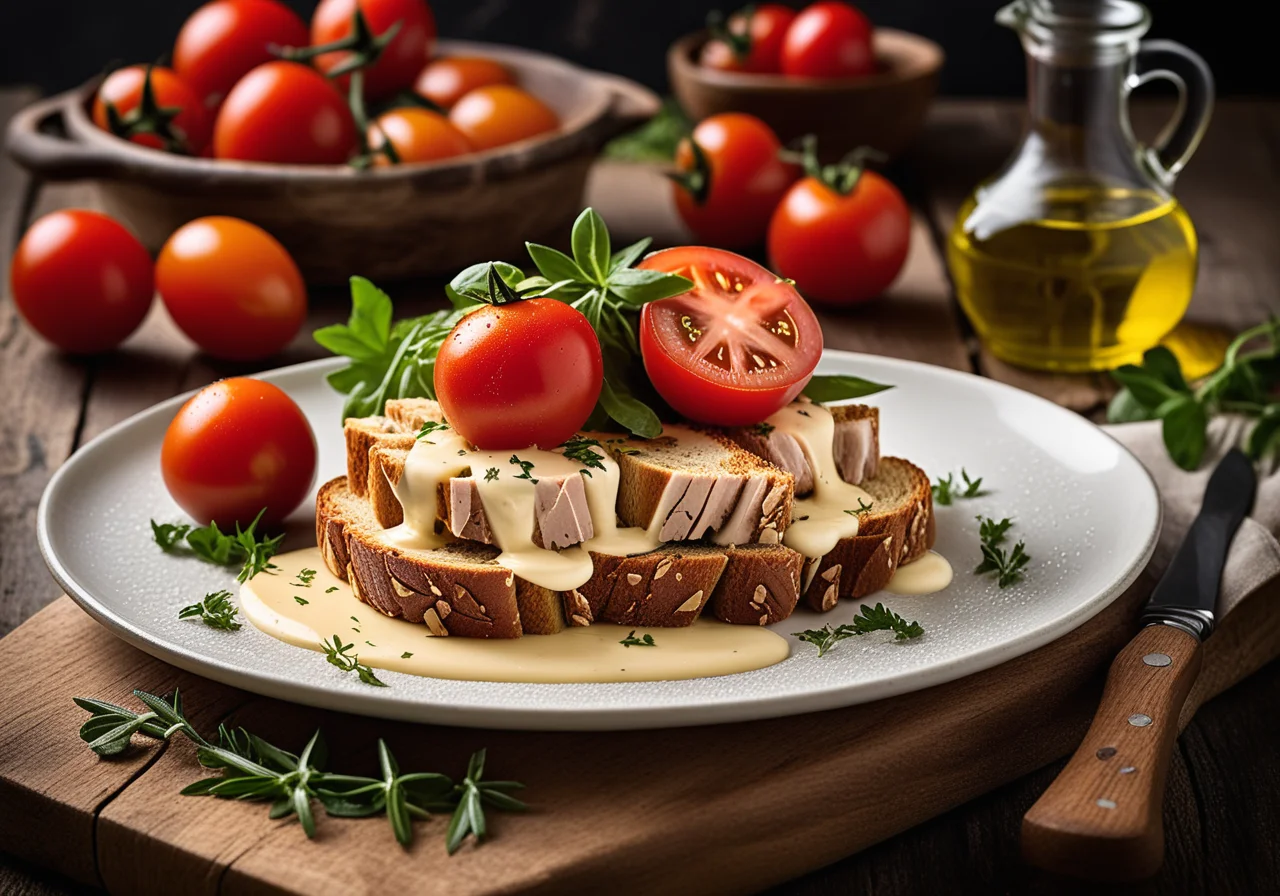 Baked Tomato Chicken Breast Towers on Toast