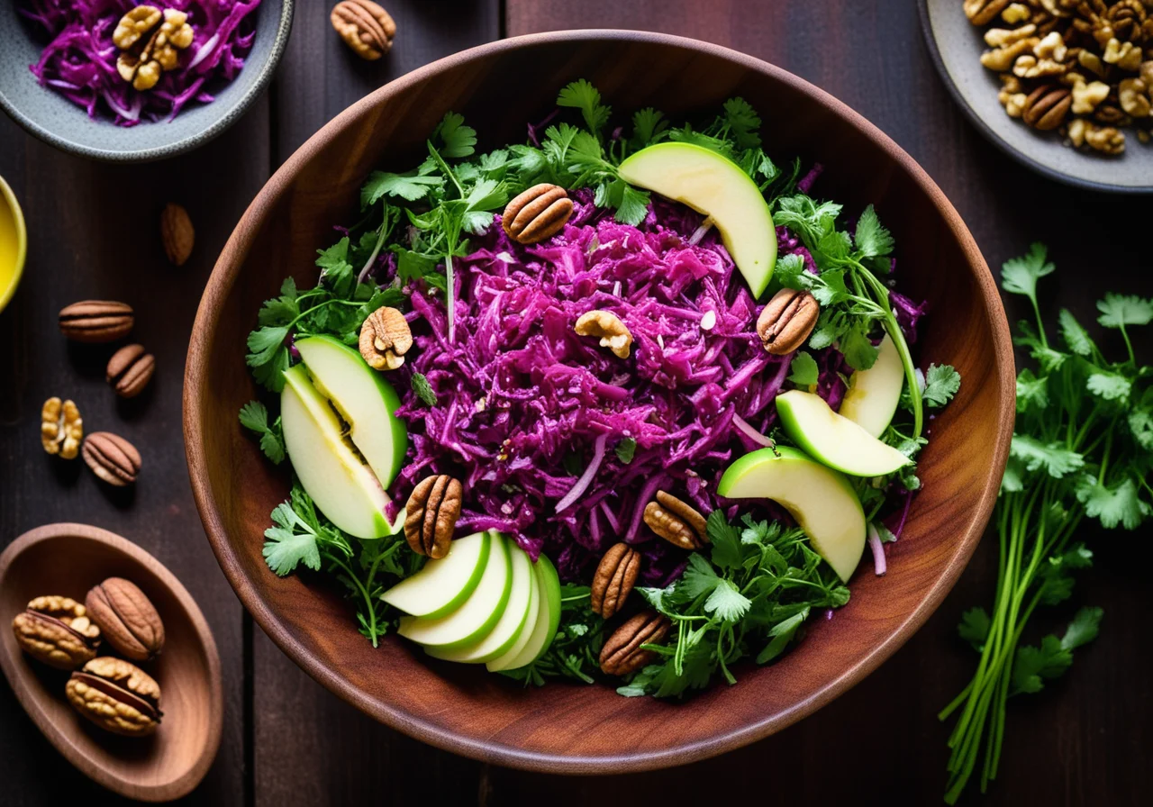 Red Cabbage Apple Salad with Walnuts