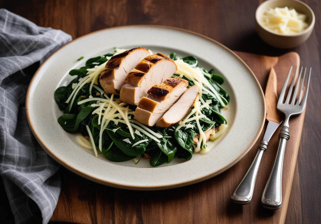 Spinach Pan with Sliced Chicken Breast