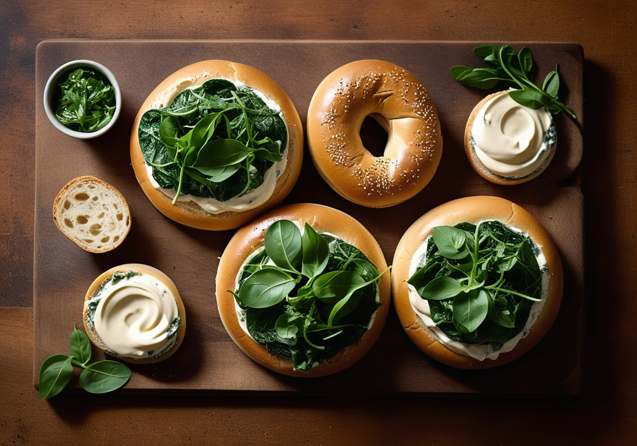 Bagels with Mackerel Cream and Spinach