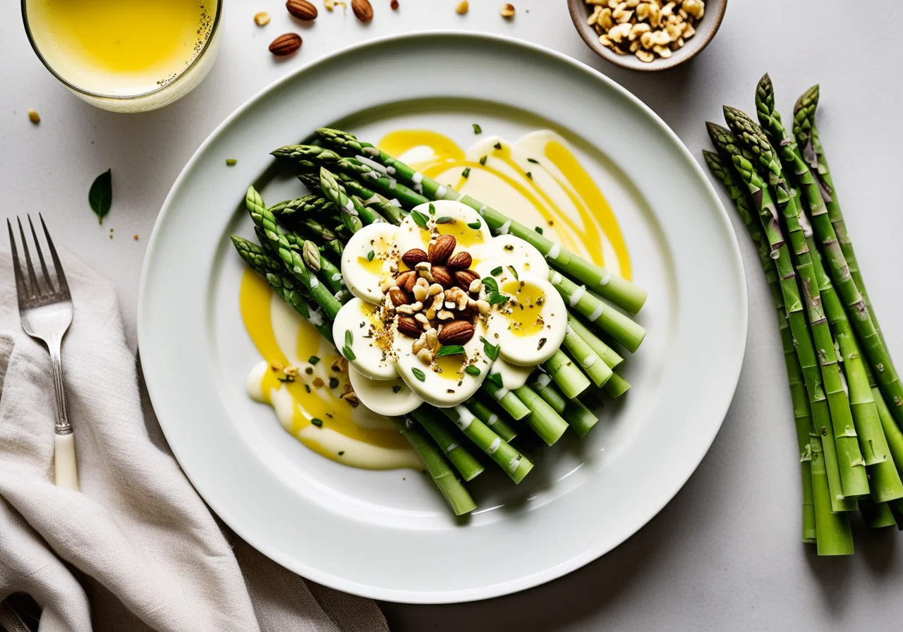 White Asparagus with Spinach-Feta Cream