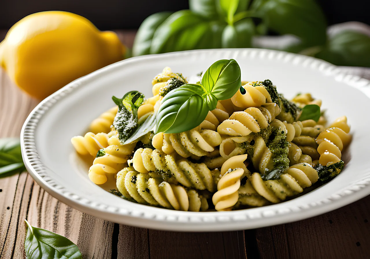 Fusilli with Ricotta Basil Pesto