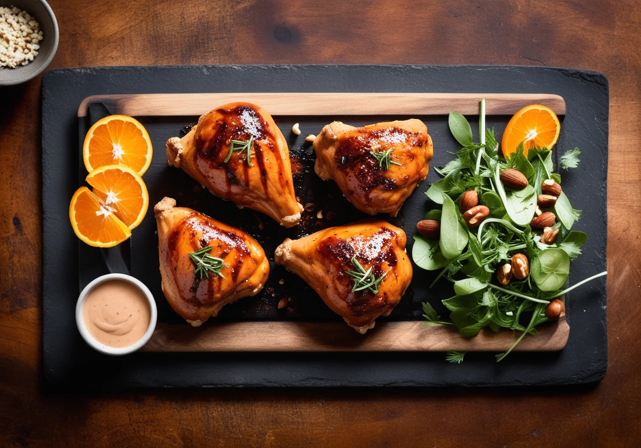 Buffalo Chicken Thighs with Salad Wedges