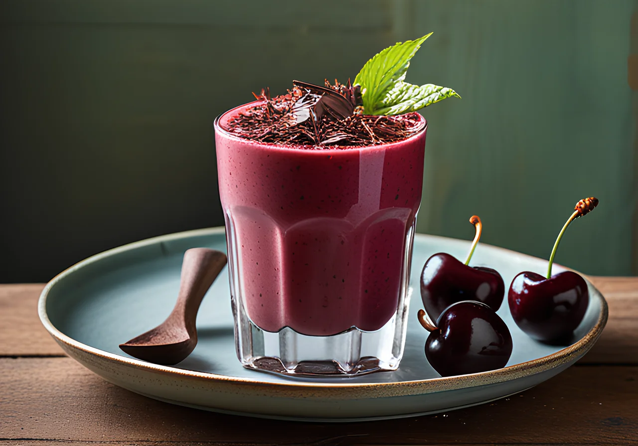Cherry Yogurt Smoothie with Chocolate Shavings