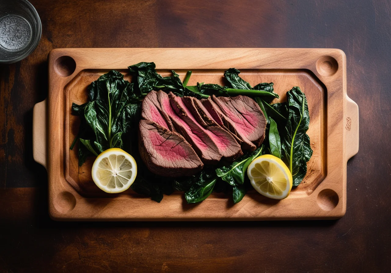 Beef Sirloin Steak with Swiss Chard