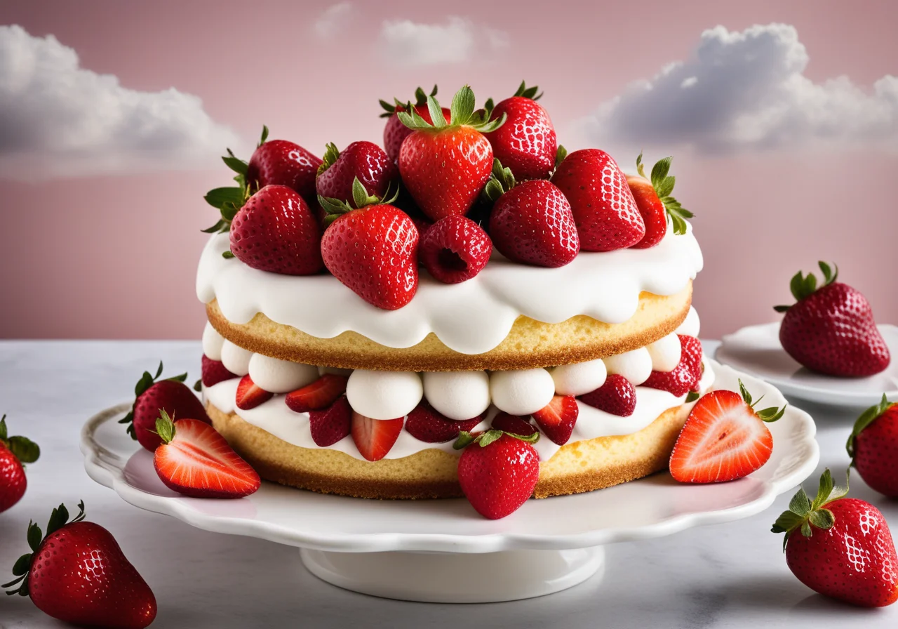 Cloud Cake with Strawberries