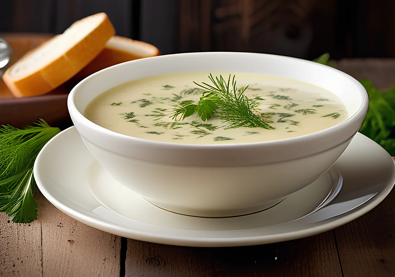 Herb Cream Soup with Broccoli and Asparagus