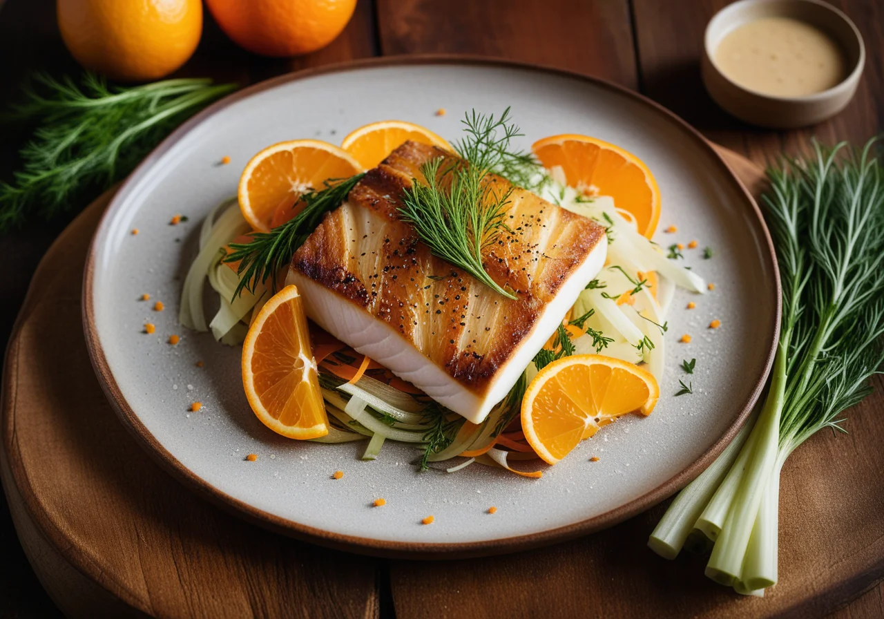 Zander Fillets on Fruity Fennel-Carrot Medley